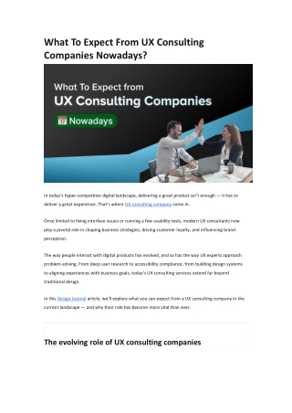 What To Expect From UX Consulting Companies Nowada