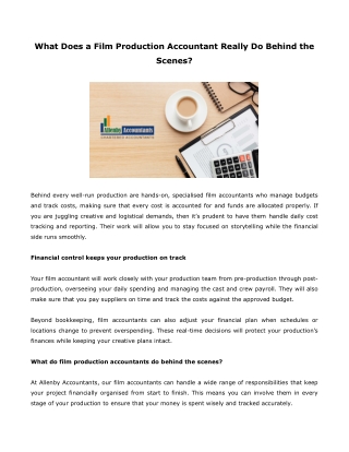 What Does a Film Production Accountant Really Do Behind the Scenes