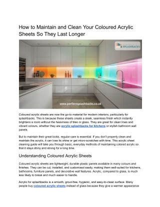 How to Maintain and Clean Your Coloured Acrylic Sheets So They Last Longer