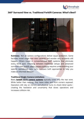 360° Surround View vs. Traditional Forklift Cameras What's Best