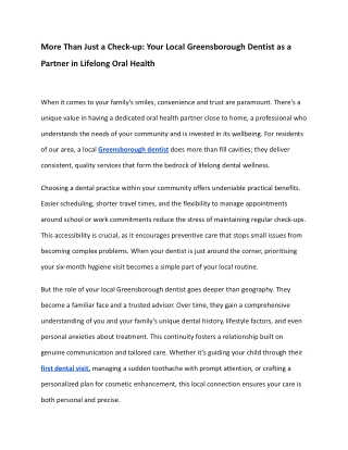 More Than Just a Check-up Your Local Greensborough Dentist as a Partner in Lifelong Oral Health