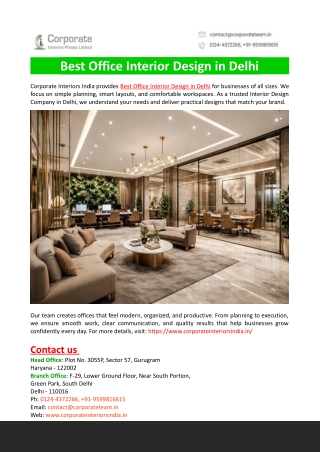 Best Office Interior Design in Delhi