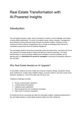 Real Estate Transformation with AI-Powered Insights