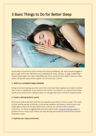 3 Basic Things to Do for Better Sleep