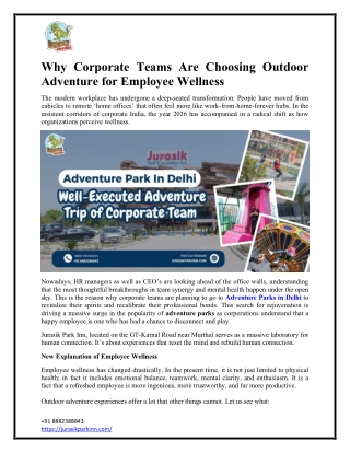 Well-Executed Adventure Trip of Corporate Team