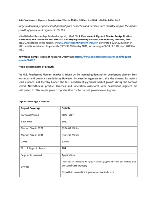 U.S. Pearlescent Pigment Market Industry Size & Growth Opportunities