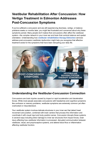 Vestibular Rehabilitation After Concussion_ How Vertigo Treatment in Edmonton Addresses Post-Concussion Symptoms