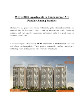 Why 3 BHK Apartments in Bhubaneswar Are Popular Among Families