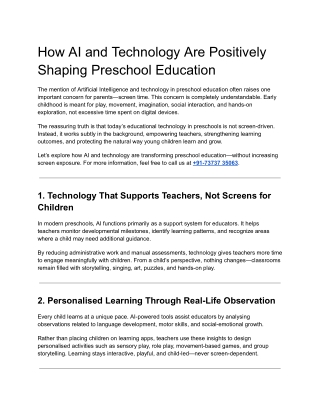 How AI and Technology Are Positively Shaping Preschool Education
