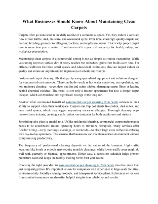 What Businesses Should Know About Maintaining Clean Carpets