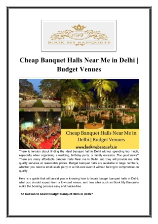 Cheap Banquet Halls Near Me in Delhi- Book My Banquets