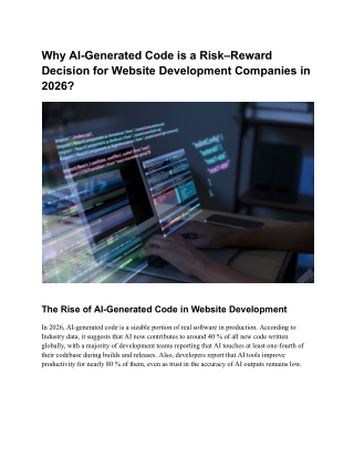 Why AI-Generated Code is a Risk–Reward Decision for Website Development Companies in 2026