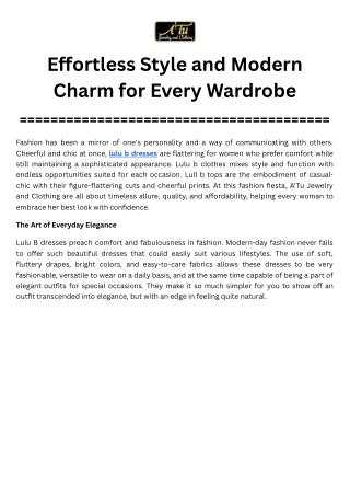 Effortless Style and Modern Charm for Every Wardrobe