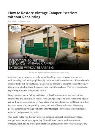 Authentic Vintage Camper Repair without Repainting in Michigan