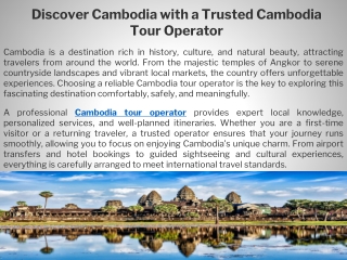 Discover Cambodia with a Trusted Cambodia Tour Operator