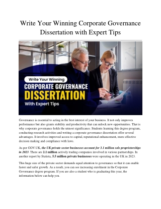 Write Your Winning Corporate Governance Dissertation with Expert Tips