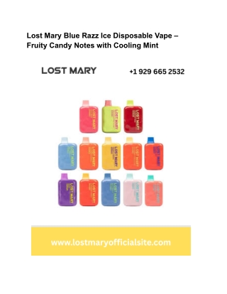 Lost Mary Blue Razz Ice Disposable Vape – Fruity Candy Notes with Cooling Mint