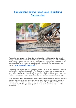 Foundation Footing Types Used in Building Construction