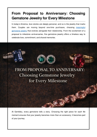 From Proposal to Anniversary: Choosing Gemstone Jewelry for Every Milestone