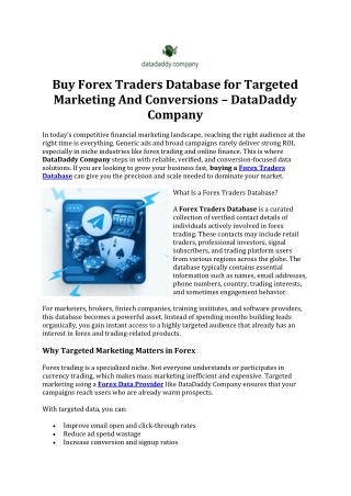 Buy Forex Traders Database for Targeted Marketing And Conversions – DataDaddy Company