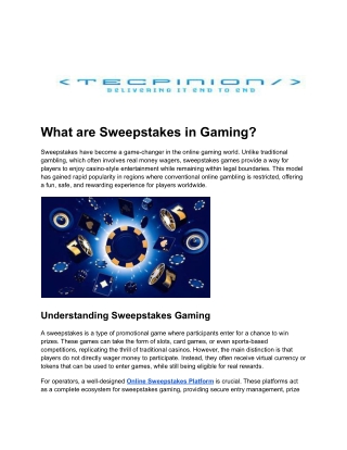 What are Sweepstakes in Gaming_