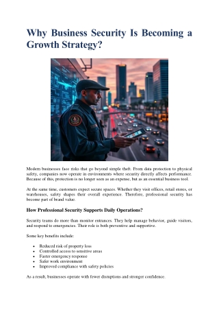 Why Business Security Is Becoming a Growth Strategy?