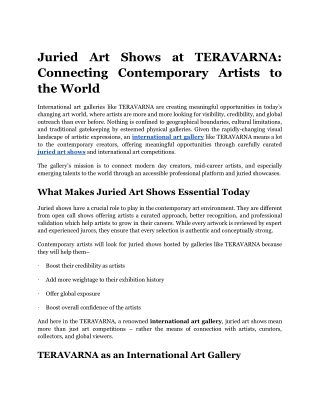 Juried Art Shows at TERAVARNA_ Connecting Contemporary Artists to the World