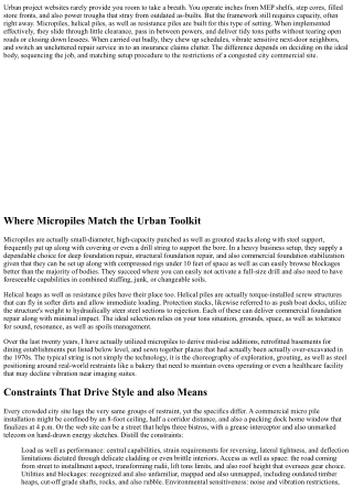 Micropile Installation Techniques for Congested Urban Commercial Sites