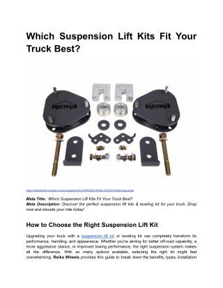 BLOG 3 _ Which Suspension Lift Kits Fit Your Truck Best