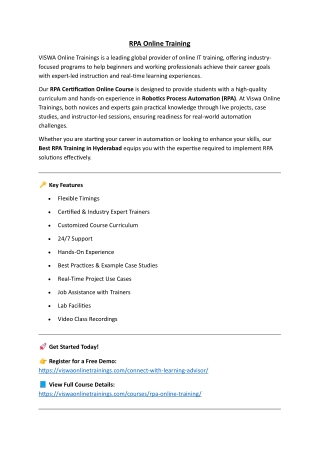 RPA Online Training Real-time support from India