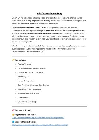 Salesforce Online Training Real-time support from India