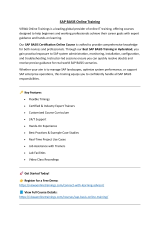 SAP BASIS Online Coaching Classes In India, Hyderabad