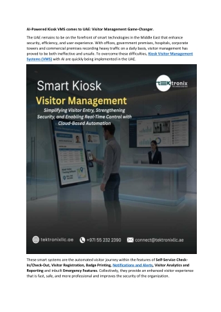 AI-Powered Kiosk VMS comes to UAE- Visitor Management Game-Changer