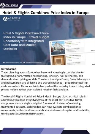 Hotel & Flights Combined Price Index in Europe