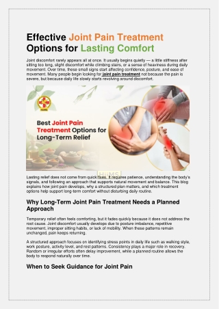 Effective Joint Pain Treatment Options for Lasting Comfort