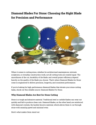 Diamond Blades For Stone