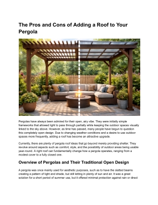 The Pros and Cons of Adding a Roof to Your Pergola