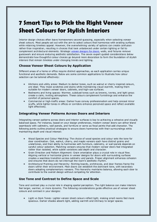 7 Smart Tips to Pick the Right Veneer Sheet Colours for Stylish Interiors