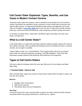 Call Center Dialer Explained_ Types, Benefits, and Use Cases in Modern Contact Centers (1)