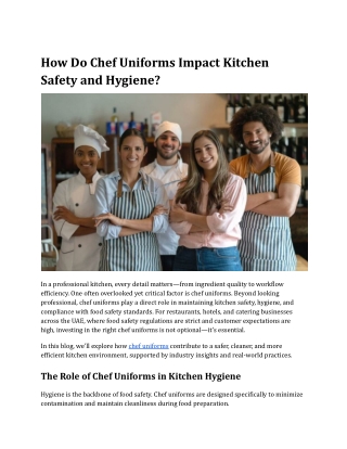 How Do Chef Uniforms Impact Kitchen Safety and Hygiene_