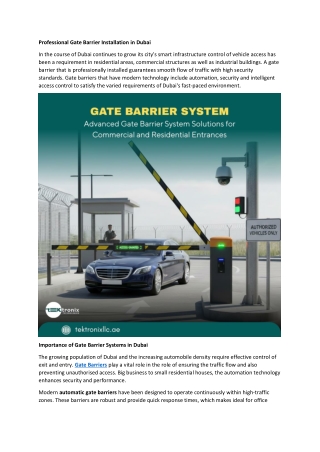 Professional Gate Barrier Installation in Dubai