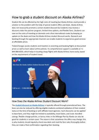  1-844-868-8303 How to get a student discount for Alaska Airlines?
