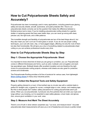 How to Cut Polycarbonate Sheets Safely and Accurately
