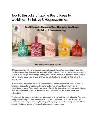 Top 10 Bespoke Chopping Board Ideas for Weddings, Birthdays and Housewarmings