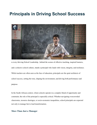 School Leadership Matters_ The Role of Principals in Driving School Success