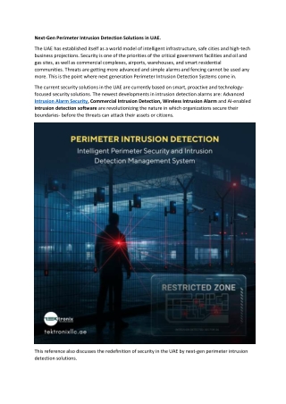 Next-Gen Perimeter Intrusion Detection Solutions in UAE