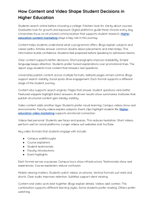 How Content and Video Shape Student Decisions in Higher Education