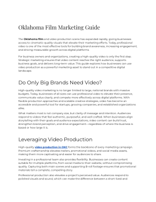 Oklahoma Film Marketing Guide