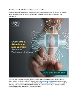 Time Attendance Tech Fuels Bahrain ’s Next Construction Boom