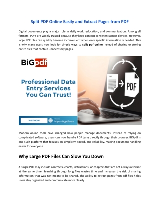 Split PDF Online Easily and Extract Pages from PDF